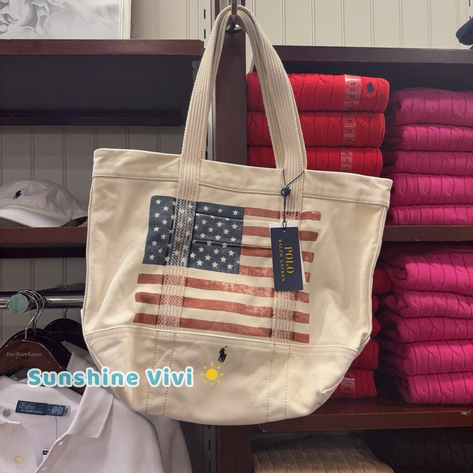 Nwt Polo Ralph Lauren Distressed Flag Cavans Tote Natural
